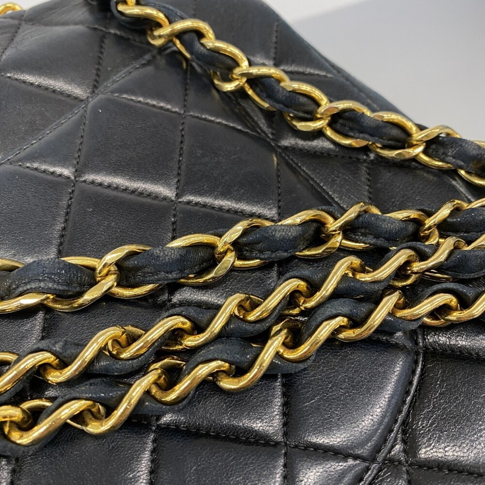 Chanel Shoulder Bag, Large Matelassé, Double Chain, Lambskin, Black, Women's - Picture 9 of 13